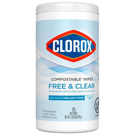 Clorox Free & Clear Compostable All Purpose Cleaning Wipes