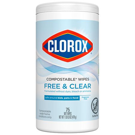 Clorox Free & Clear Wipes - 75ct 6 pack 
