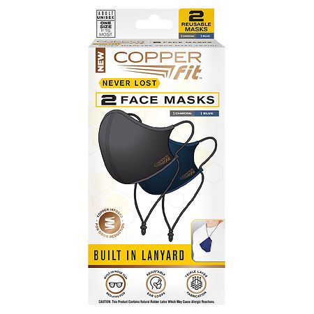 Copper Fit Unisex Never Lost Face Masks, 2 Pack (B08Q3DKK4D)