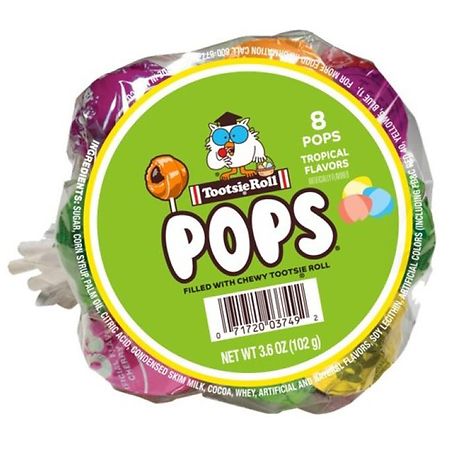 Tootsie Easter Bunch Pops Assorted Tropical Fruit - 0.45 oz x 8 pack