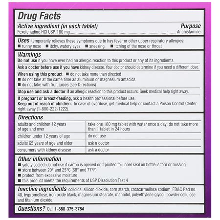 Walgreens 24 Hour Allergy Relief Fexofenadine Tablets