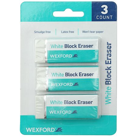 Wexford White Block Erasers - 3 ct