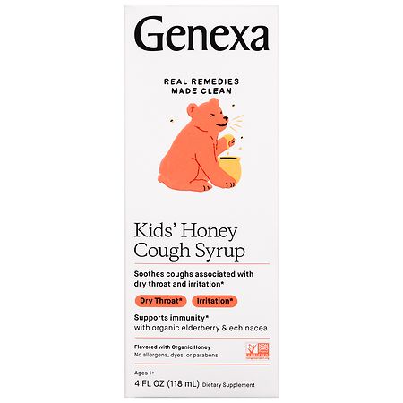 Genexa Kids' Honey Cough Syrup, With Organic Elderberry & Echinacea
