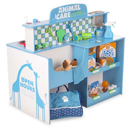 Melissa & Doug Animal Care Veterinarian and Groomer Wooden Activity Center for Plush Stuffed Pets (Not Included)