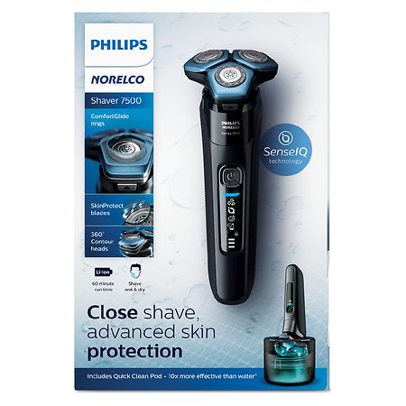 Philips Norelco S7783/84 Shaver 7500, Wet/Dry, SenseIQ Technology, Quick Trimmer Ink Black | Walgreens