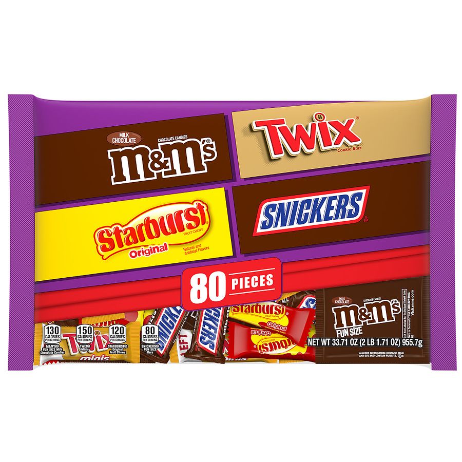 M&M's Peanut Butter Chocolate Fun Size Packs American Candy In A Variety Of  Fun Colors Bulk Party Mix 1.5 Lbs. (24 Oz)