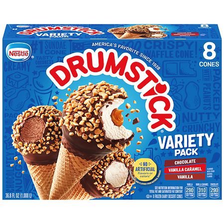Drumstick Variety Pack Chocolate, Vanilla, Vanilla Caramel