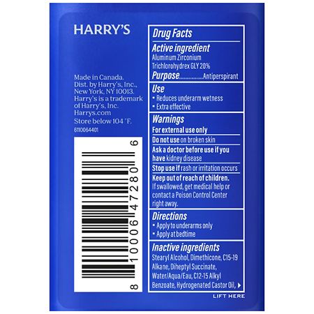 Harry's Extra Starker Anti-Transpirant Stein – 64 G, Zitrusduft, Für Männer