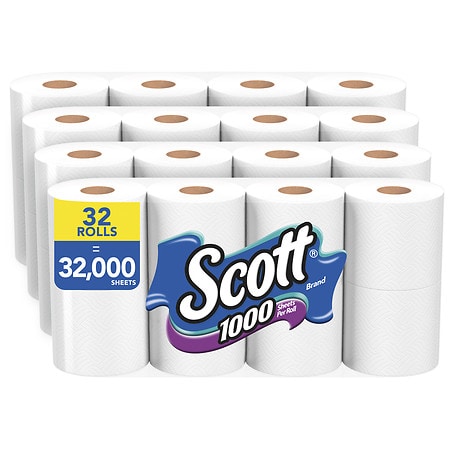 Scott 1000 Toilet Paper, Septic-Safe, 1-Ply