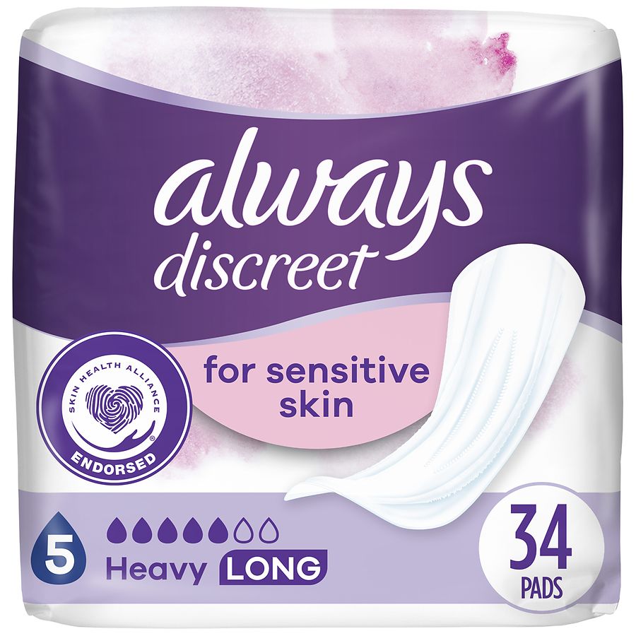 Always Discreet for Sensitive Skin Heavy Pads - 5 Drops