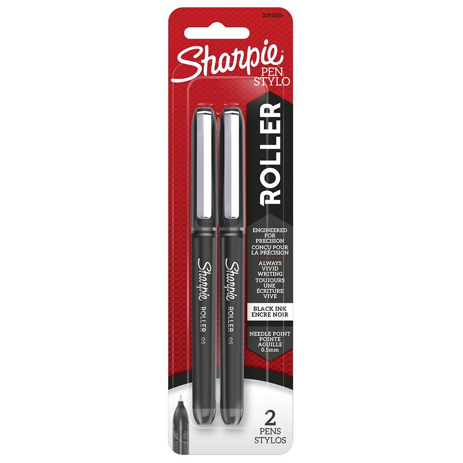 Sharpie Pens, Felt Tip Pens, Fine Point (0.4mm), Black, 4 Count
