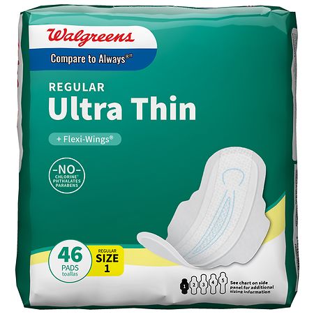 Walgreens Ultra Thin Maxi Pads, Regular, With Flexi-Wings Unscented, Size 1 (ct 46)