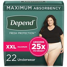 Depend Adult Incontinence Underwear for Women, Disposable XXL (22 ct) Beige