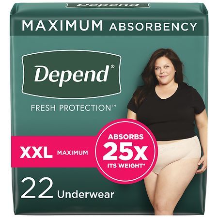 Depend Adult Incontinence Underwear for Women, Disposable XXL (22