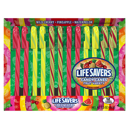 LifeSavers Candy Canes Wild Cherry, Pineapple, Watermelon