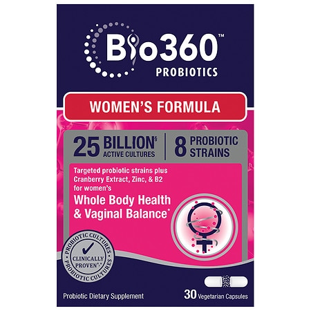 Bio360 Probiotics Women s Formula  Daily Vegan Probiotic for Vaginal & Digestive Health  30 Ct