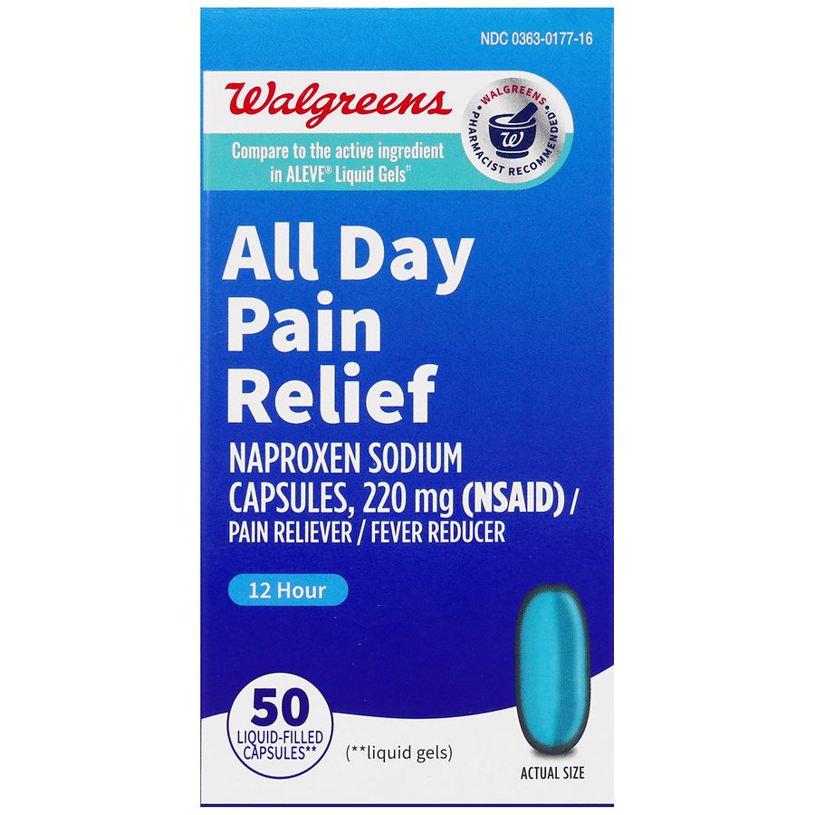 Walgreens All Day Pain Relief Naproxen Sodium 220 mg Liquid-Filled Capsules