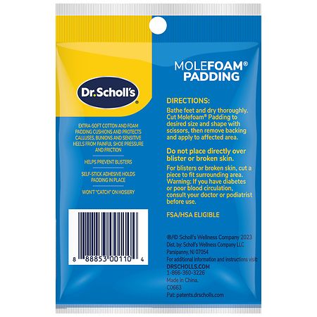 Dr. Scholl's Moleskin Plus 4 5/8-Inch X 3 3/8 Inch Padding, 3 Count Package