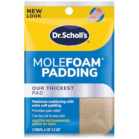 Dr. Scholl's MOLESKIN PADDING STRIPS (3 Ct) Thin, Flexible Cushioning &  Pain Relief - Cut To Any Size - Doctor Recommended - Strip Size 4 1/8  Inches X