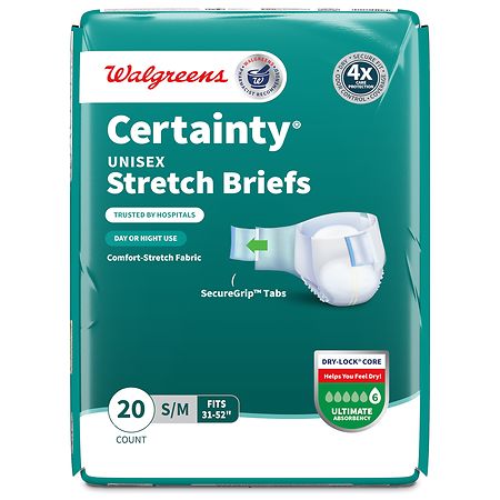 Walgreens Certainty Unisex Adjustable Incontinence Stretch Briefs with Tabs  - Small/Medium