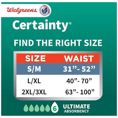 Walgreens Certainty Unisex Adjustable Incontinence Stretch Briefs with Tabs  - Small/Medium