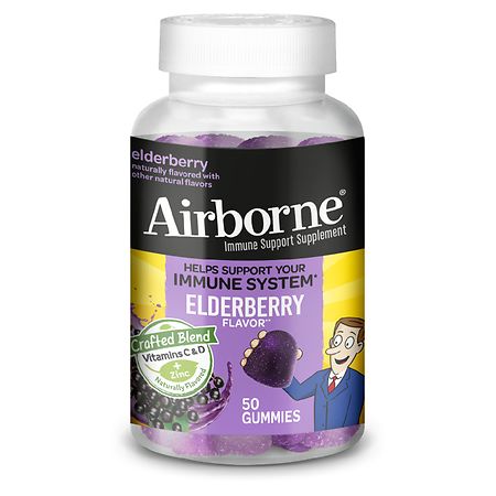 Airborne Gummies with Vitamin C, Zinc and Immune Support Supplement Elderberry