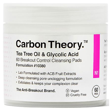 Carbon Theory Tea Tree Oil & Glycolic Acid Breakout Control Cleansing Pads