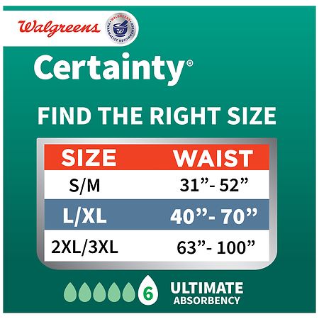 Walgreens Certainty Maximum Absorbency Medium Waist Unisex Briefs, 40 ct -  Pay Less Super Markets