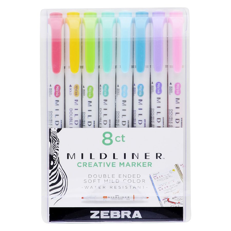 Zebra Mildliner Double-Ended Highlighter Set of 8 Colors