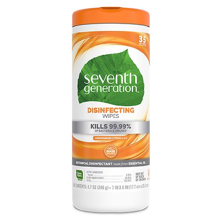 Seventh Generation Disinfecting Multi Surface Wipes Lemongrass Citrus Scent