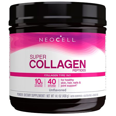 NeoCell Super Collagen Peptides Dietary Supplement Powder  Unflavored  10 g  14.1 oz