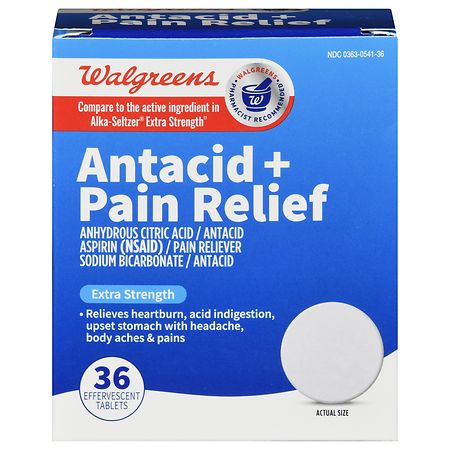 Walgreens Antacid + Pain Relief Effervescent Tablets Extra Strength
