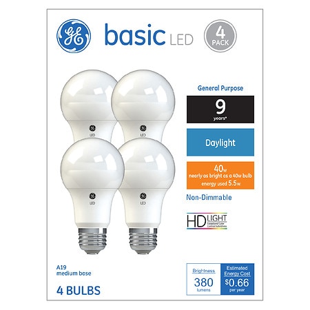 GE 40W Equivalent Basic Daylight Bulbs