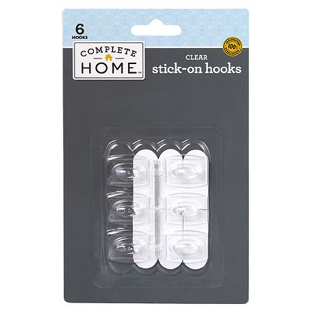Complete Home Stick On Hooks - Clear