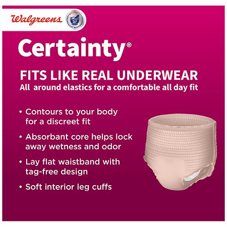 Walgreens Certainty ComfortLux Adult Incontinence Underwear for Women Small  Blush