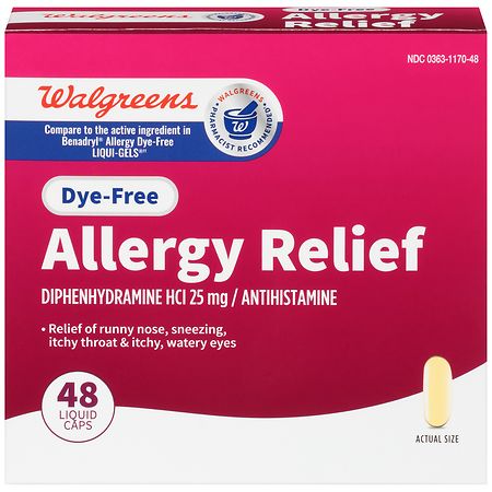 Walgreens Allergy Relief Liquid Caps Dye-Free
