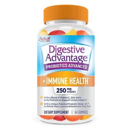 Digestive Advantage Probiotics + Immune Health Gummies, Vitamin C, Zinc & Daily Probiotic Supplement Natural Fruit Flavor |
