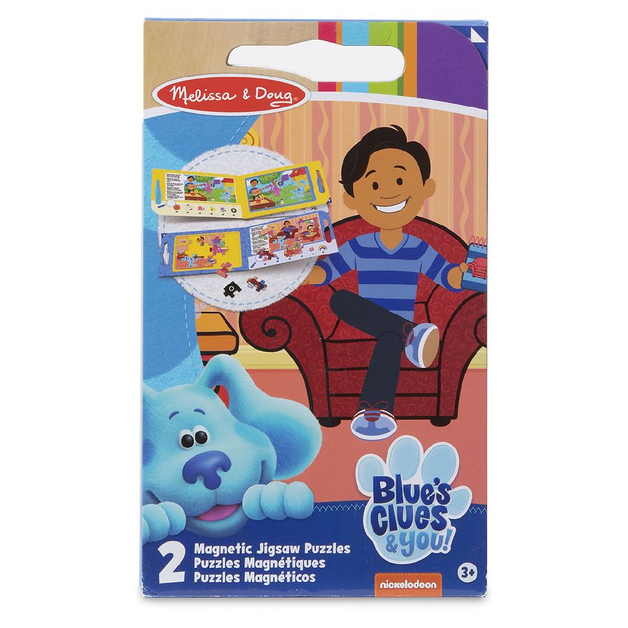 Photo 1 of Blue's Clues Take-Along Magnetic Jigsaw Puzzles
Now kids can put together puzzles anywhere anytime! This portable play set includes two 15-piece magnetic puzzles with fun Blues Clues & You! scenes in a compact fold-out format and a built-in carrying handl