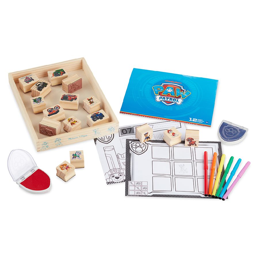 paw Patrol 25 piece melissa and doug stamps With Ink Wood 4+