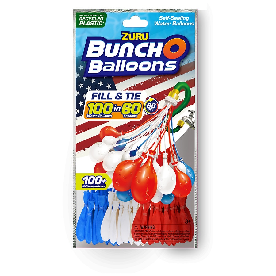 Photo 1 of 2 packs,200 balloons - Water Balloons Red/White/Blue