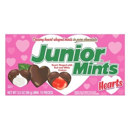 Junior Mints Heart Shaped Mints Chocolate Red & White