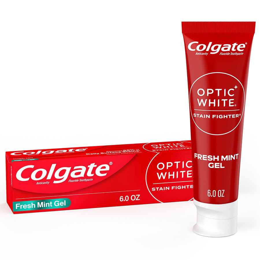 Colgate Optic White Stain Fighter Teeth Whitening Toothpaste Fresh Mint Gel