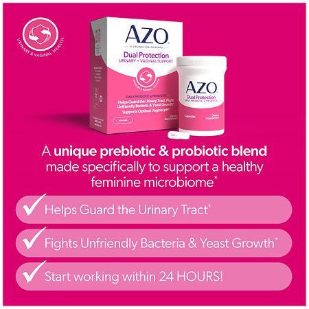 AZO Dual Protection Urinary + Vaginal Support Prebiotic Capsules
