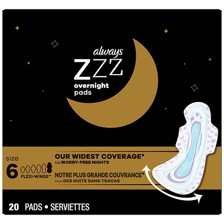 Always ZZZ Overnight Disposable Period Underwear for Women Size L-XL, 360  degrees Coverage for Worry-Free Nights, 7 Count