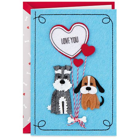 Hallmark Signature Love Card (Love You Dogs With Heart-Shaped Balloons) E103