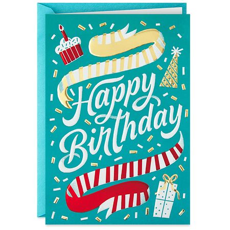 Hallmark Signature Shoebox Funny Birthday Card (Cake and Confetti Not Just a Text) E52