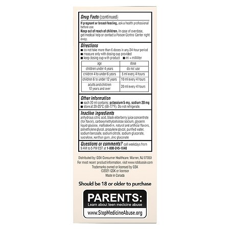 Robitussin Children's Cough Medicine Elderberry