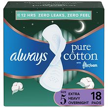 Always ZZZ Overnight Pads for Women, Size 6, Unscented with Wings, 10 Ct 