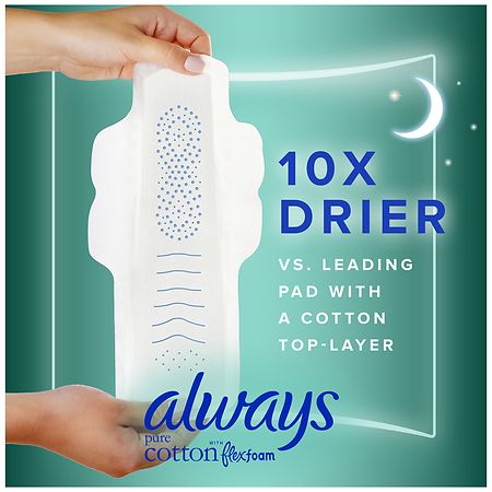 NEW Always Pure Cotton Overnight Extra Heavy Flow Pads with Wings(Review&  Demo) Size 4 and 5 