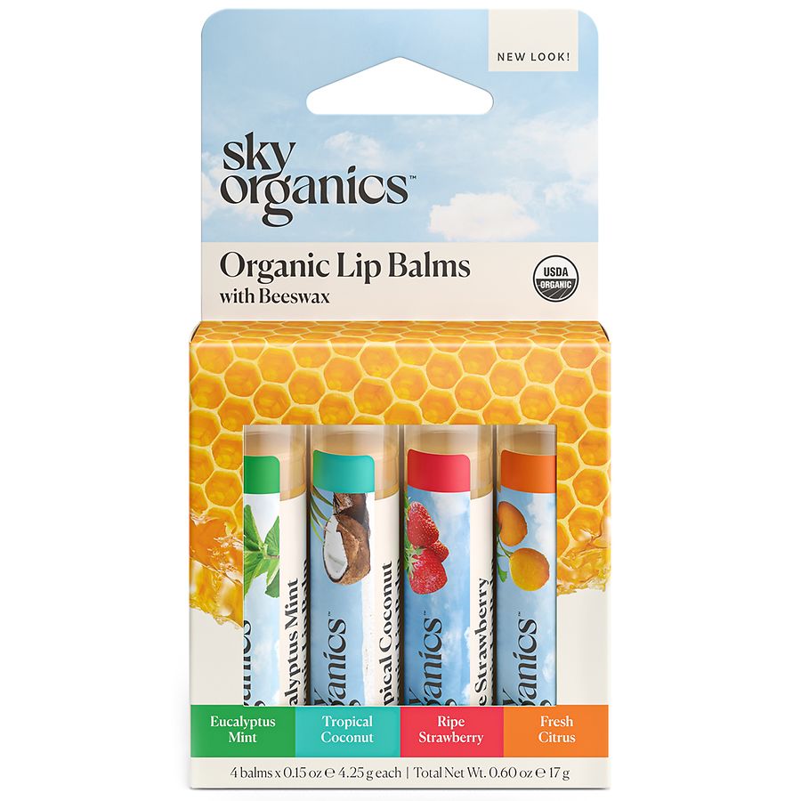 Sky Organics Beeswax Lip Balm Variety Pack Assorted